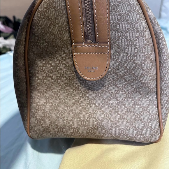 Celine Vintage Beige Macadam Canvas Duffel Duffle Boston Bag - Picture 3 of 9